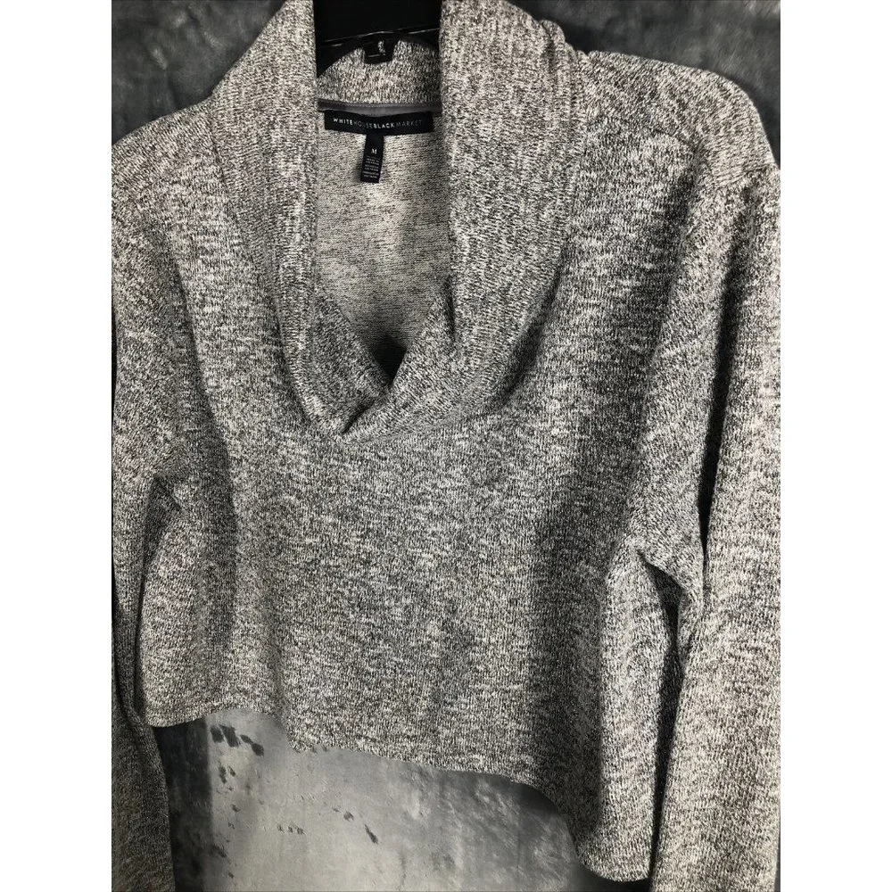 White House Black Market Women’s Sweater Gray Metallic Cowl Neck